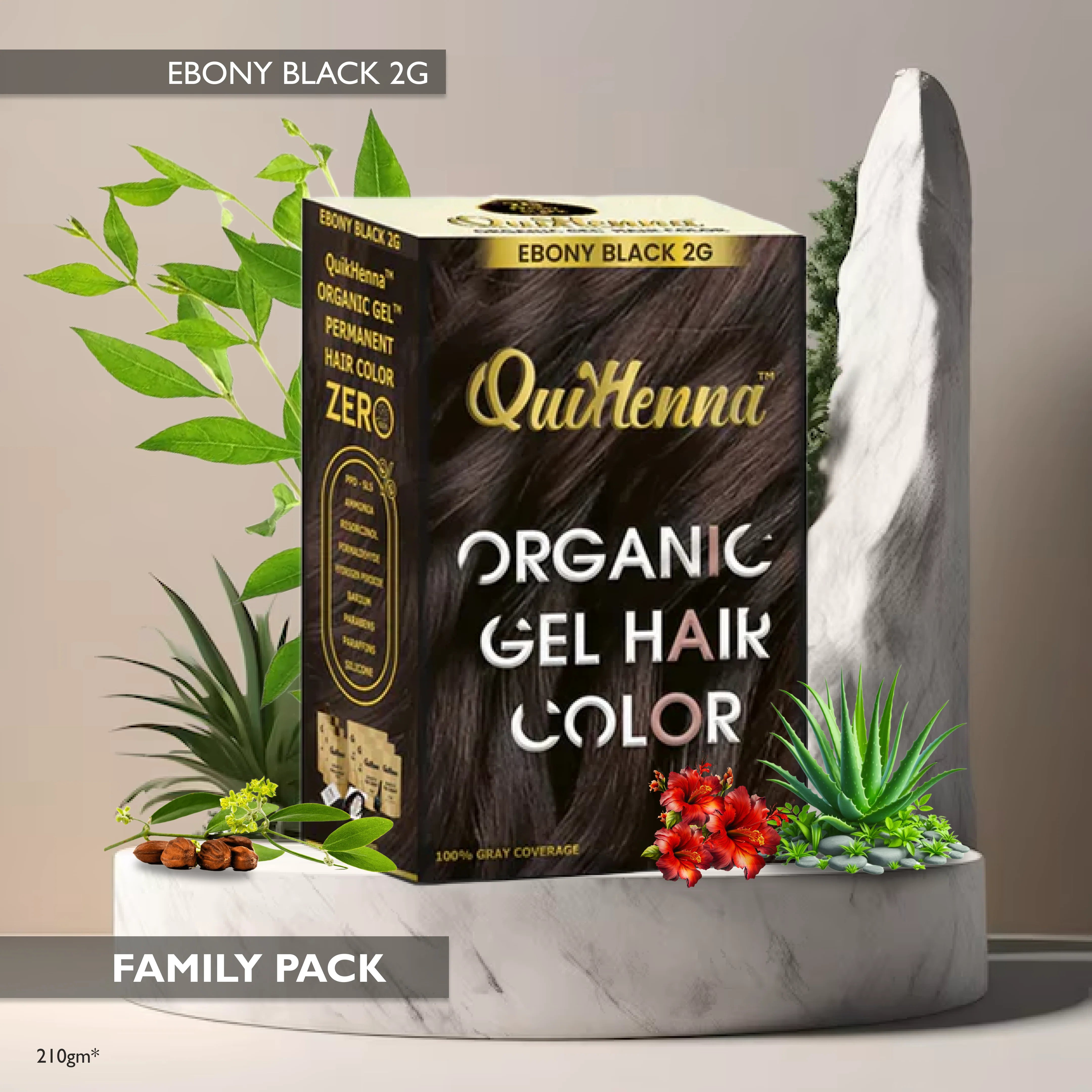 QuikHenna Organic Gel Hair Color 210 Gm - 2G Ebony Black - BuyPureNaturals