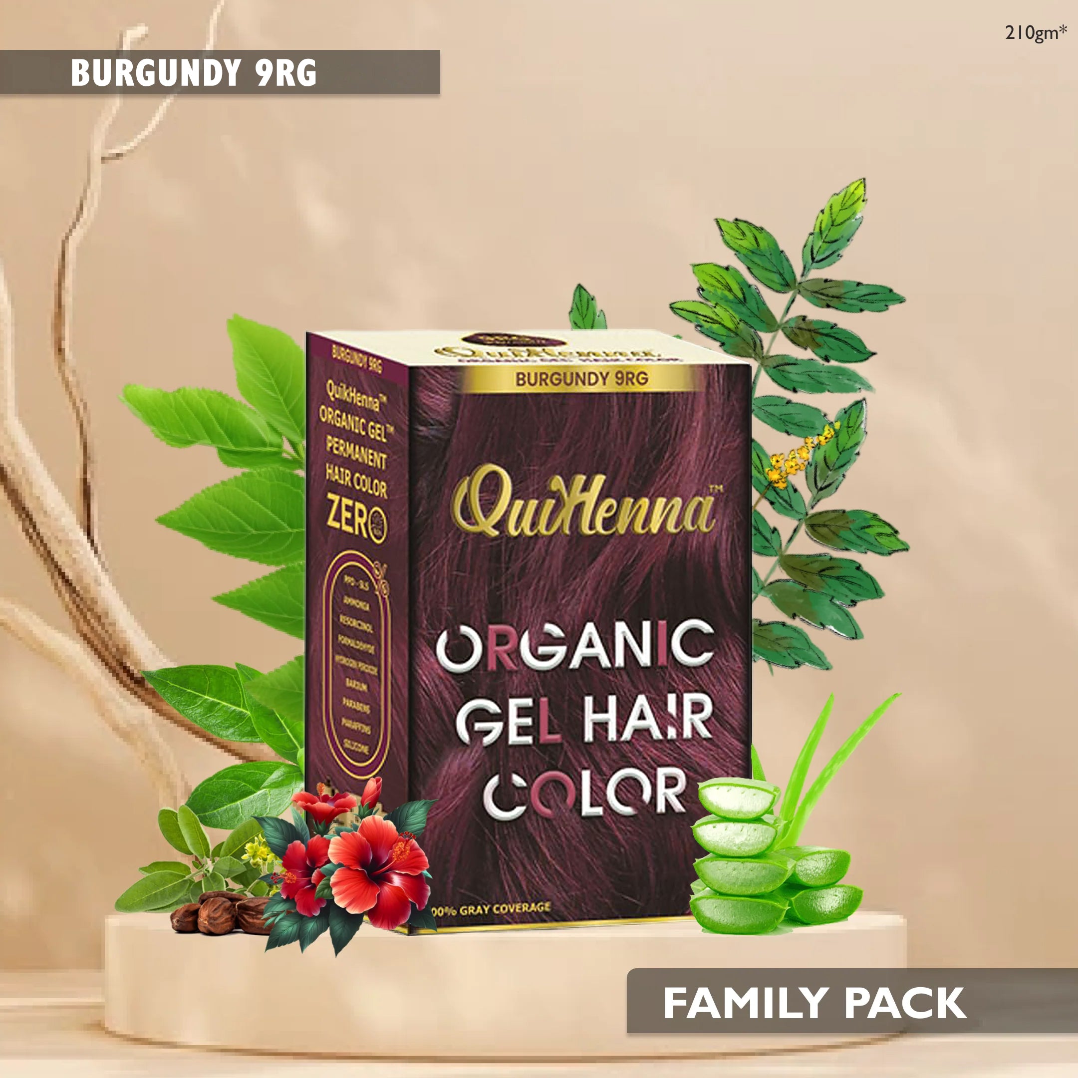 QuikHenna Organic Gel Hair Color 210 Gm - 9RG Burgundy - BuyPureNaturals