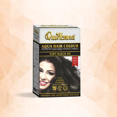 QuikHenna AQUA Powder Hair Color- 110 Gm- 2N Soft Black - BuyPureNaturals