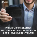 Daira - Multi Pocket Leather Card Holder - Ebony Black - BuyPureNaturals