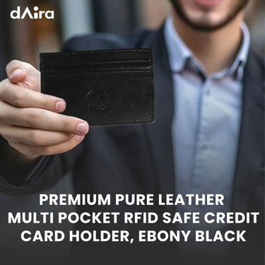 Daira - Multi Pocket Leather Card Holder - Ebony Black - BuyPureNaturals