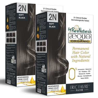 QH+ Aequo Organic Zero Toxins Permanent Cream Hair Colour- 200ml- 2N Soft Black - BuyPureNaturals