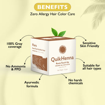 QH+ QuikHenna FLORA Organic Gel Roots Touch Up Hair Color- 32gm- 4G Golden Brown - BuyPureNaturals