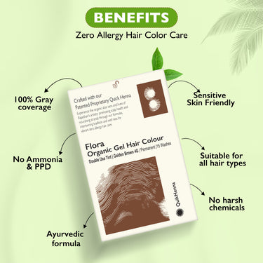 QH+ QuikHenna FLORA Organic Gel Double Use Hair Color- 70gm- 4G Golden Brown - BuyPureNaturals
