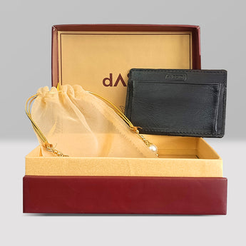 Daira - Twin Pocket Leather Card Holder - Ebony Black