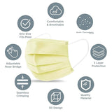 byPureNaturals Non Wooven Unisex 3 Ply Protective Disposable Face Mask with Nose Clip (Pack of 10, Yellow) - BuyPureNaturals