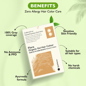 QH+ QuikHenna FLORA Organic Gel Double Use Hair Color- 70gm- 6G Golden Blonde - BuyPureNaturals