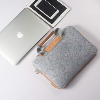 Goalu 15 inch Wool Felt Laptop Sleeve-Grey - BuyPureNaturals