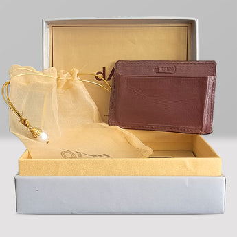 Daira - Twin Pocket Leather Card Holder - Cocoa Craft