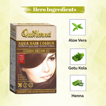 QuikHenna AQUA Powder Hair Color- 110 Gm- 4G Golden Brown - BuyPureNaturals