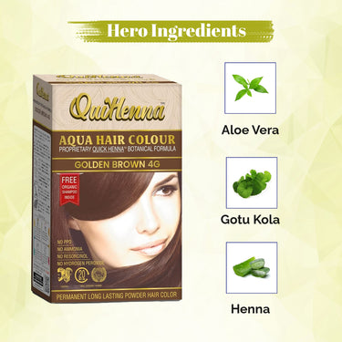 QuikHenna AQUA Powder Hair Color- 110 Gm- 4G Golden Brown - BuyPureNaturals