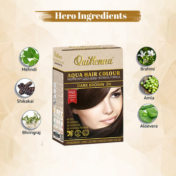 QuikHenna AQUA Powder Hair Color- 110 Gm- 3N Dark Brown - BuyPureNaturals