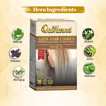 QuikHenna AQUA Powder Hair Color-110 Gm- 7G Blonde - BuyPureNaturals