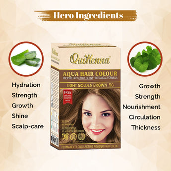 QuikHenna AQUA Powder Hair Color- 110 Gm- 5G Light Golden Brown - BuyPureNaturals
