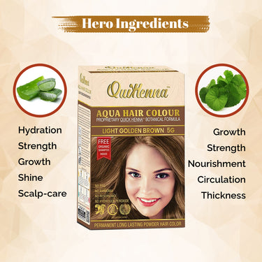 QuikHenna AQUA Powder Hair Color- 110 Gm- 5G Light Golden Brown - BuyPureNaturals