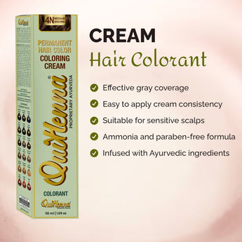 Quikhenna Cream Hair Color 50ml - 4N Medium Brown