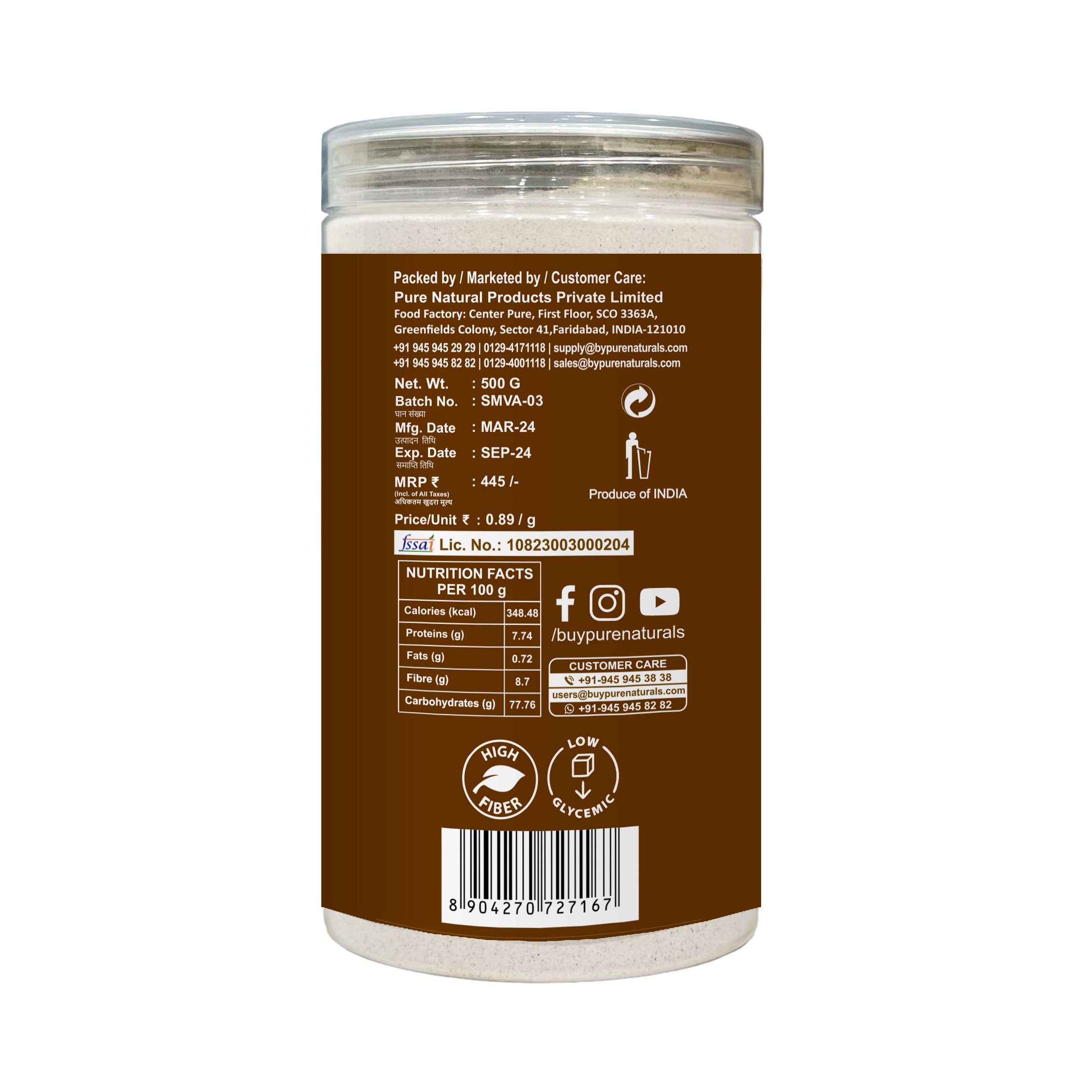 byPureNaturals Gluten Free Sama Rice Atta (Barnyard Millet Flour)- 500 ...