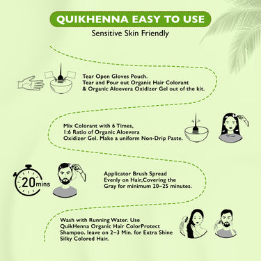 QH+ QuikHenna FLORA Organic Gel Double Use Hair Color- 70gm- 1N Natural Black - BuyPureNaturals