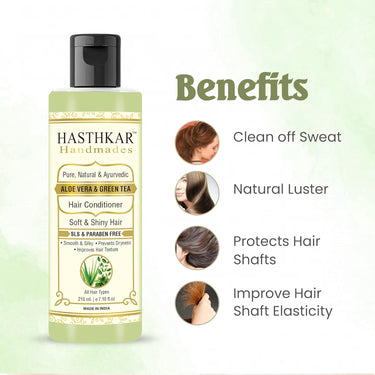 Hasthkar SLS & Paraben Free Aloevera & Green Tea Hair Conditioner- 210ml - BuyPureNaturals
