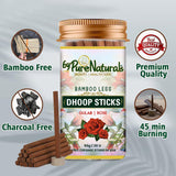 byPureNaturals Bamboo Less Incense Rose Dhoop Sticks- 30 Sticks Pack - BuyPureNaturals