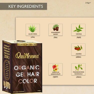 QuikHenna Organic Gel Hair Color 210 Gm - 3G Coffee Brown - BuyPureNaturals