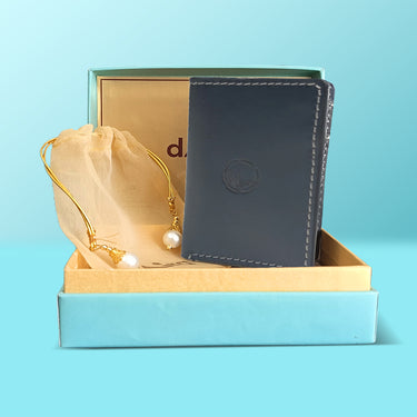 Daira - Bi-Fold Leather Card Holder Cum Wallet - Azure Blue - BuyPureNaturals
