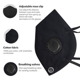 byPureNaturals 5 Layered N95 Face Mask Reusable, Washable Over the Head Black Anti Pollution Face Mask With Respirator Vent. - BuyPureNaturals