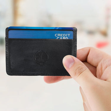 Daira - Twin Pocket Leather Card Holder - Ebony Black - BuyPureNaturals