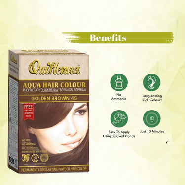 QuikHenna AQUA Powder Hair Color- 110 Gm- 4G Golden Brown - BuyPureNaturals