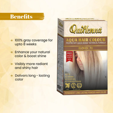 QuikHenna AQUA Powder Hair Color-110 Gm- 7G Blonde - BuyPureNaturals