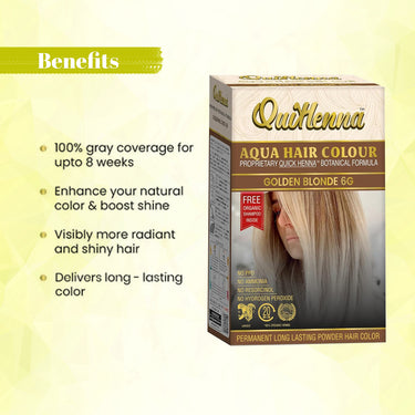 QuikHenna AQUA Powder Hair Color- 110Gm- 6G Golden Blonde - BuyPureNaturals