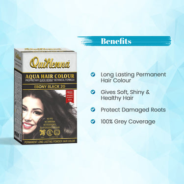 QuikHenna AQUA Powder Hair Color- 110 Gm- 2G Ebony Black - BuyPureNaturals