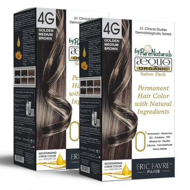 Aequo Organic Cream Hair Colour Salon Pack- 120ml- 4G Golden Brown - BuyPureNaturals