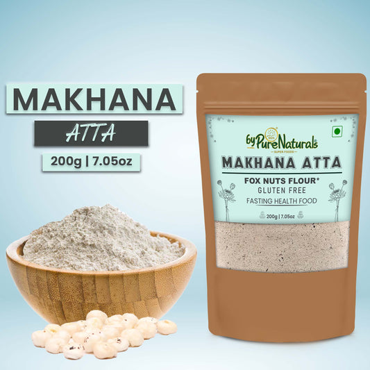 byPurenaturals Makhana Atta - Fox Nuts Flour 200gm 100% Pure Grounded Makhana - Fox Nuts - Ready to Use Vrat Atta