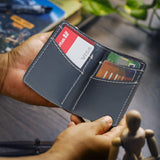 Daira - Bi-Fold Leather Card Holder Cum Wallet - Azure Blue - BuyPureNaturals