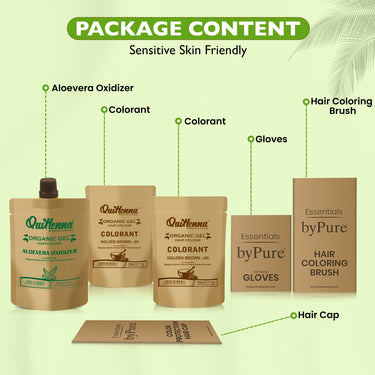 QH+ QuikHenna FLORA Organic Gel Double Use Hair Color- 70gm- 4G Golden Brown - BuyPureNaturals