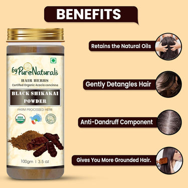 byPureNaturals 100% Organic Black Shikakai Powder- 100 Gm - BuyPureNaturals