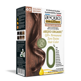 QH+ Aequo Organic Cream Hair Colour 4G Golden Brown for Men and Women,200 ML