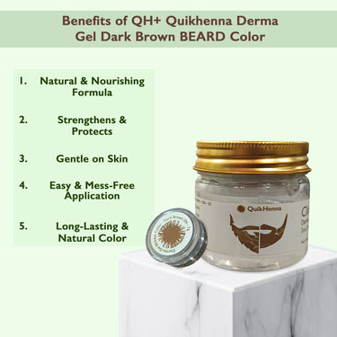 QH+ QuikHenna CLINICA Organic Gel Derma Dark Brown Beard Color- 72gm- 3N - BuyPureNaturals