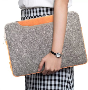 Goalu 15 inch Wool Felt Laptop Sleeve-Grey - BuyPureNaturals