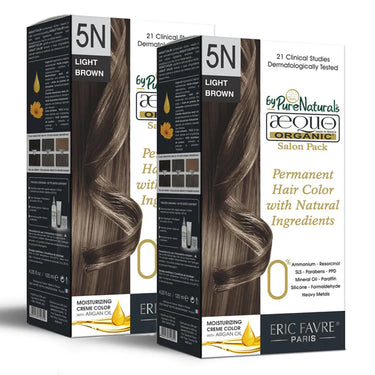 Aequo Organic Cream Hair Colour Salon Pack- 120ml- 5N Light Brown - BuyPureNaturals