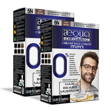 Aequo Organic Cream Hair Colour for Men- 170ml- 5N Light Brown - BuyPureNaturals