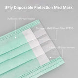 byPureNaturals Non Wooven Unisex 3 Ply Protective Disposable Face Mask with Nose Clip (Pack of 10, Green) - BuyPureNaturals