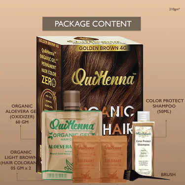 QuikHenna Organic Gel Hair Color 210 Gm - 4G Golden Brown - BuyPureNaturals