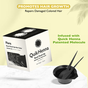 QH+ QuikHenna FLORA Organic Gel Roots Touch Up Hair Color- 32gm- 1N Natural Black - BuyPureNaturals
