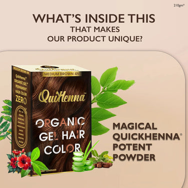 QuikHenna Organic Gel Hair Color 210 Gm - 4N Medium Brown - BuyPureNaturals