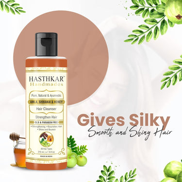Hasthkar SLS & Paraben Free Amla Honey & Shikakai Hair Shampoo- 210ml - BuyPureNaturals