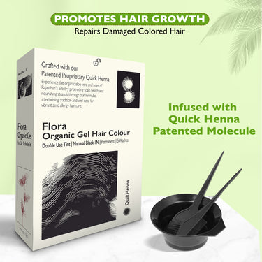 QH+ QuikHenna FLORA Organic Gel Double Use Hair Color- 70gm- 1N Natural Black - BuyPureNaturals