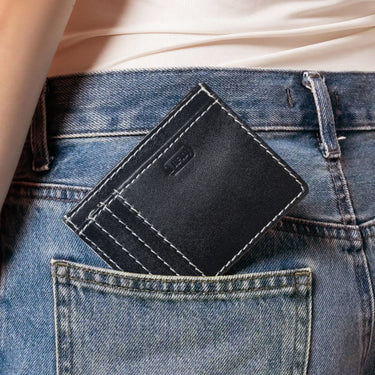 Daira - Credit Card Cum Currency Rfid Compact Wallet - Ebony Black - BuyPureNaturals