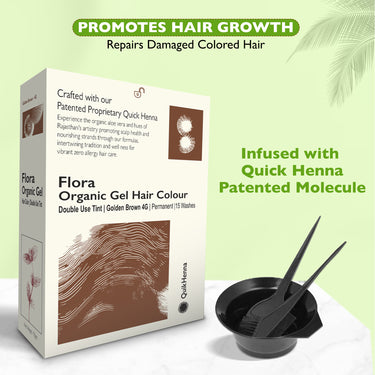 QH+ QuikHenna FLORA Organic Gel Double Use Hair Color- 70gm- 4G Golden Brown - BuyPureNaturals
